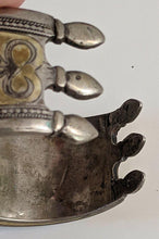 Load image into Gallery viewer, Heavy Vintage Antique Egyptian Revival Sterling & Carnelian Cuff Bangle