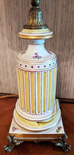 Load image into Gallery viewer, Vintage Meissen Porcelain & Brass Footed Table Lamp - Works - Double Bulb