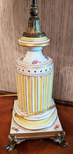 Load image into Gallery viewer, Vintage Meissen Porcelain & Brass Footed Table Lamp - Works - Double Bulb