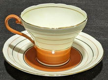 Load image into Gallery viewer, AYNSLEY Fine Bone China Tea Cup & Saucer - Corset Shape - Orange & Gold - As Is