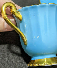 Load image into Gallery viewer, PARAGON Fine Bone China Demitasse Cup & Saucer - Bright Blue with Gold Border