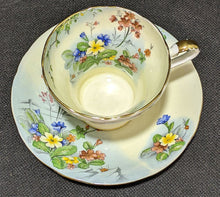 Load image into Gallery viewer, AYNSLEY Fine Bone China Corset Cup & Saucer - Wild Spring Flowers - Cream & Blue