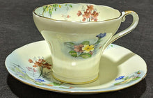 Load image into Gallery viewer, AYNSLEY Fine Bone China Corset Cup & Saucer - Wild Spring Flowers - Cream & Blue