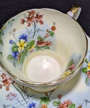 Load image into Gallery viewer, AYNSLEY Fine Bone China Corset Cup & Saucer - Wild Spring Flowers - Cream & Blue