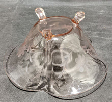 Load image into Gallery viewer, Beautiful Etched Pink Depression Glass Dessert Plates & Footed Serving Bowl