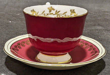 Load image into Gallery viewer, AYNSLEY Burgundy & Gold Tea Cup & Saucer
