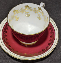 Load image into Gallery viewer, AYNSLEY Burgundy & Gold Tea Cup & Saucer