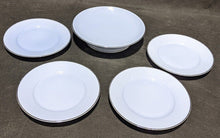 Load image into Gallery viewer, Blue With Platinum Rim Pedestal Cake Plate & 4 Side Plates by Johann Haviland