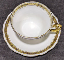 Load image into Gallery viewer, Foley Bone China Tea Cup & Saucer Set -- Gold / Greek Key Border