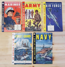 Load image into Gallery viewer, 1959 Set Illustrated Story of Army,Navy,Marines,Air Force,Coast Guard 6+ to VG+
