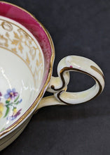 Load image into Gallery viewer, AYNSLEY Bone China Tea Cup & Saucer - Maroon Border, Floral Bowl