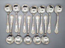 Load image into Gallery viewer, 12 Oneida Rockford 1906 Rosemary Art Nouveau Silver Plate Bouillon Spoons