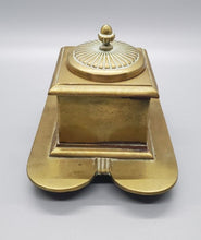 Load image into Gallery viewer, Vintage Brass Inkwell With Milk Glass Insert
