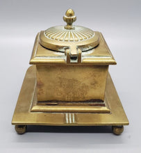 Load image into Gallery viewer, Vintage Brass Inkwell With Milk Glass Insert