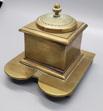 Load image into Gallery viewer, Vintage Brass Inkwell With Milk Glass Insert
