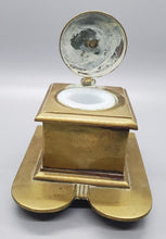 Load image into Gallery viewer, Vintage Brass Inkwell With Milk Glass Insert