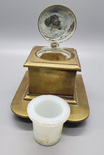 Load image into Gallery viewer, Vintage Brass Inkwell With Milk Glass Insert
