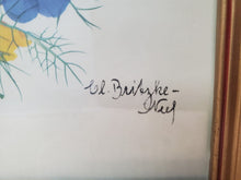 Load image into Gallery viewer, Antique Framed Flowers Print - Signed - E