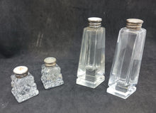 Load image into Gallery viewer, Crystal Glass Salt & Pepper Shakers STERLING TOPS 2 pairs Lot #02