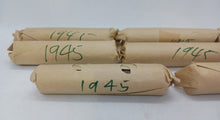 Load image into Gallery viewer, 1945 Canadian Pennies (50 coins per roll) 8 Rolls