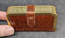 Load image into Gallery viewer, Vintage Brown Leather, Gold Tone Mini Gillette Travel Shaving Kit