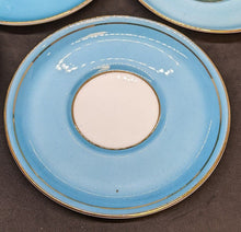 Load image into Gallery viewer, Set of 7 Teal And Gold Leaf Design AYNSLEY Demitasse Bone China Cups & Saucers