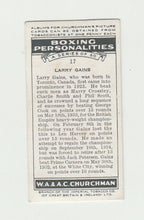 Load image into Gallery viewer, 1938 WA&AC Churchman Larry Gains Boxing Personalities Card