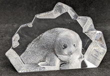 Load image into Gallery viewer, Mats Jonasson (Sweden) Lead Crystal Carved Baby Seal In Iceberg Figurine