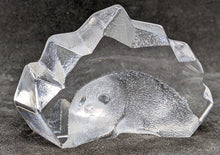 Load image into Gallery viewer, Mats Jonasson (Sweden) Lead Crystal Carved Baby Seal In Iceberg Figurine