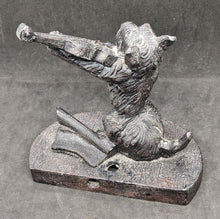 Load image into Gallery viewer, Antique Cast Iron Scottie Dog Playing Violin Door Stop