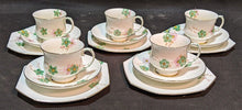 Load image into Gallery viewer, 1935 PARAGON Bone China Dessert Set For 5 - Green & Pink Flowers