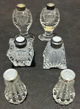 Load image into Gallery viewer, Sterling / Cut Crystal Salt and pepper lot of 6