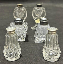 Load image into Gallery viewer, Sterling / Cut Crystal Salt and pepper lot of 6