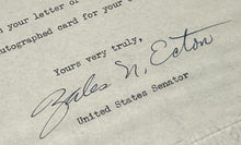 Load image into Gallery viewer, June 24th 1947 Autograph Letter of Zales N. Ecton Senator of Montana, EX