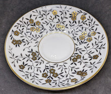 Load image into Gallery viewer, Coalport Fine Bone China Tea Cup & Saucer - Gold Flower, Black Leaves