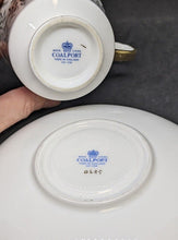 Load image into Gallery viewer, Coalport Fine Bone China Tea Cup & Saucer - Gold Flower, Black Leaves