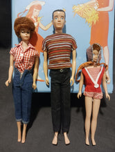 Load image into Gallery viewer, 1964 Double Barbie and Skipper Doll Case with Barbie, Ken and Skipper Doll Lot