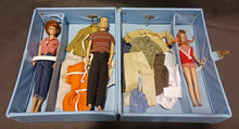 Load image into Gallery viewer, 1964 Double Barbie and Skipper Doll Case with Barbie, Ken and Skipper Doll Lot