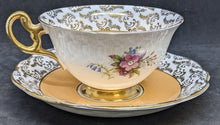 Load image into Gallery viewer, FOLEY Bone China Teacup & Saucer - Orange, Gold & Floral Bouquet