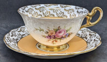 Load image into Gallery viewer, FOLEY Bone China Teacup & Saucer - Orange, Gold & Floral Bouquet