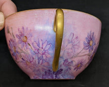 Load image into Gallery viewer, Vintage Porcelain Hand Painted & Signed Cup & Saucer - Pink With Purple Flowers