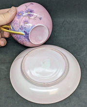 Load image into Gallery viewer, Vintage Porcelain Hand Painted & Signed Cup & Saucer - Pink With Purple Flowers