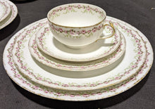 Load image into Gallery viewer, 2 Vintage Limoges Haviland 5 Pc. Place Settings - Small Rose Border