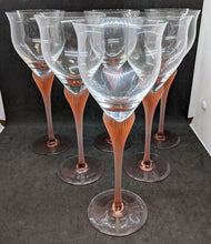 Load image into Gallery viewer, 6 x 1980's MIKASA Sea Mist Coral Frosted Stemware Crystal Water Goblets