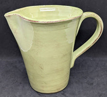 Load image into Gallery viewer, Vintage Hand Painted In India Green Ceramic Water Pitcher