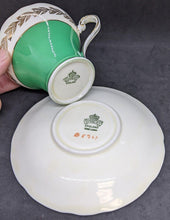 Load image into Gallery viewer, AYNSLEY Bone China Corset Shaped Green With Gold Leaf Design Cup & Saucer