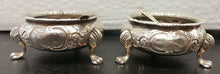 Load image into Gallery viewer, 2 x 1875 Sterling Silver Footed Salt Bowls With Spoons - Robert Harper Maker