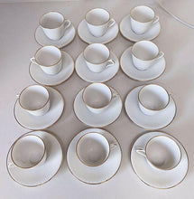 Load image into Gallery viewer, Set of 12 Rorstrand - Sweden - Gold Rimmed & Ribbed Demitasse Cups & Saucers