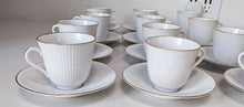 Load image into Gallery viewer, Set of 12 Rorstrand - Sweden - Gold Rimmed & Ribbed Demitasse Cups & Saucers