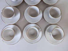 Load image into Gallery viewer, Set of 12 Rorstrand - Sweden - Gold Rimmed & Ribbed Demitasse Cups & Saucers